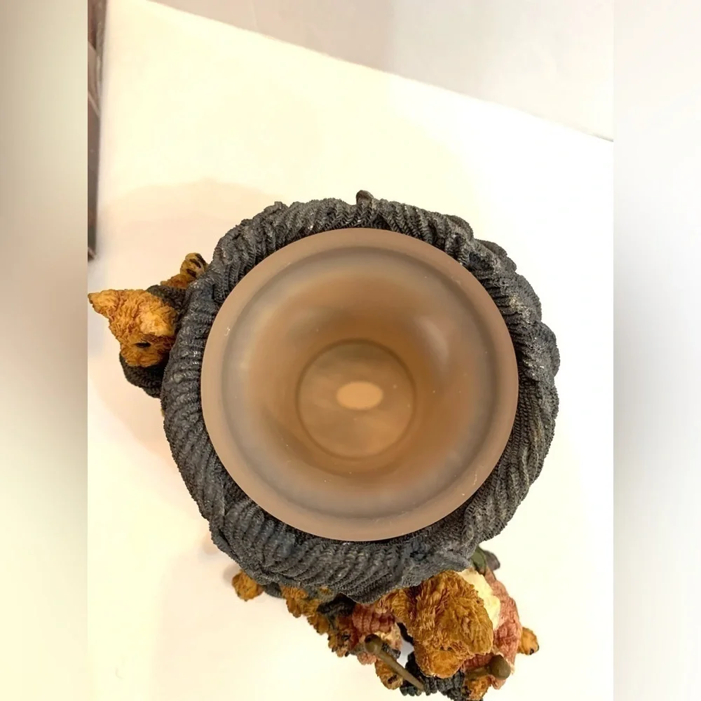 Boyds Bears And Friends Candle Holder , 1998 Darby and Jasper Knittin Kittens